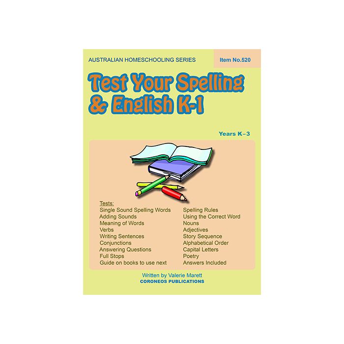 Test Your Spelling and English K to 1 (Australian Homeschooling Series Item no. 520)